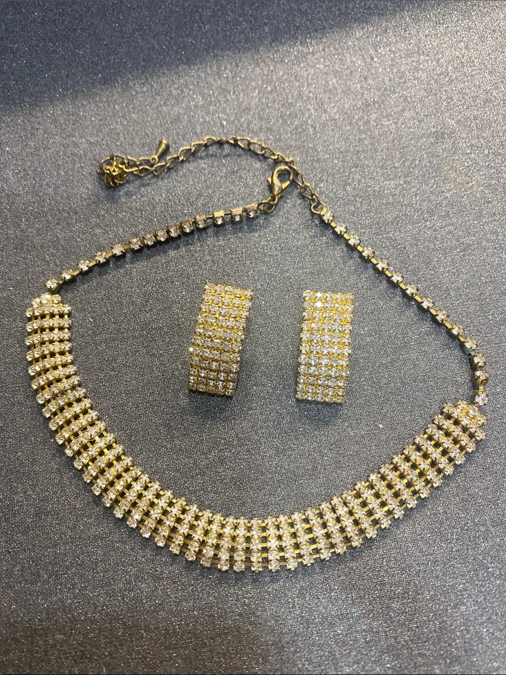 Vintage Choker Necklace with Matching Pierced Earrings